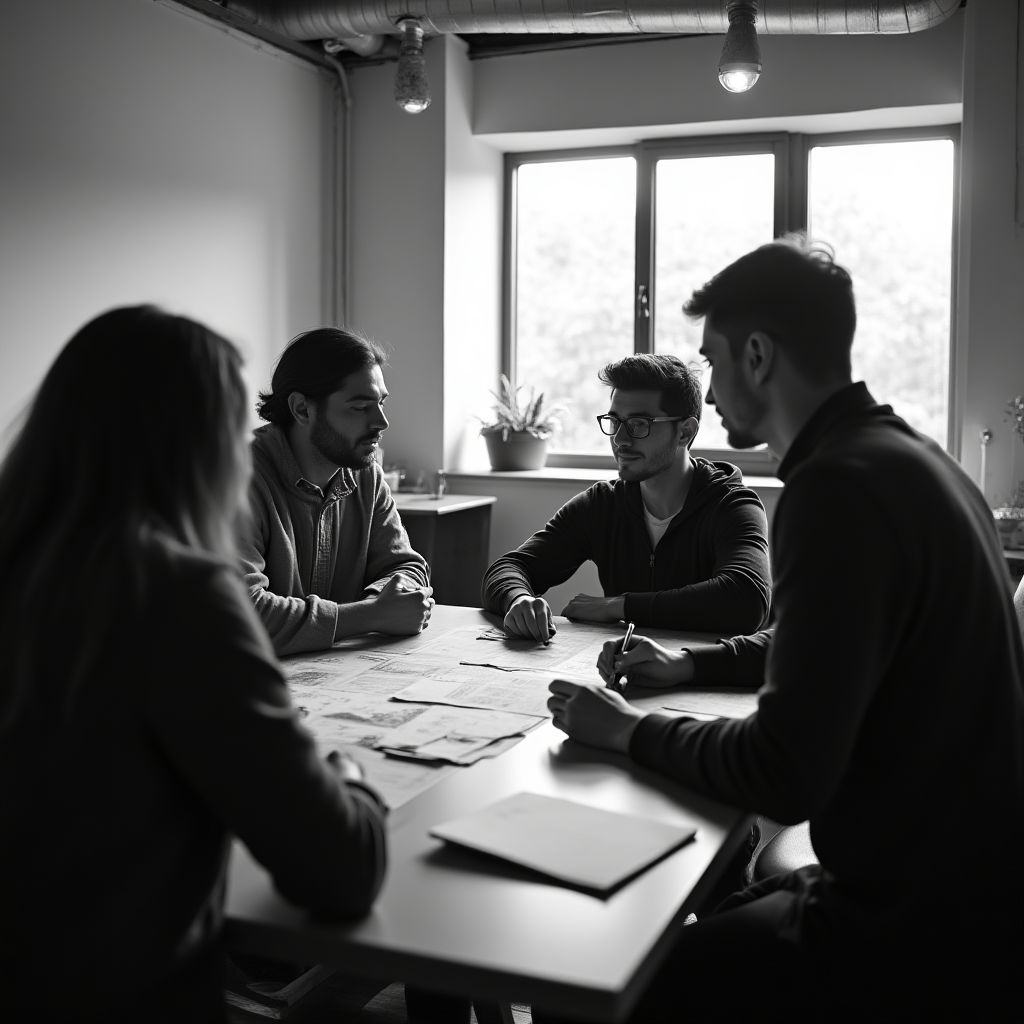 Fundadores de la empresa en una reunión inicial